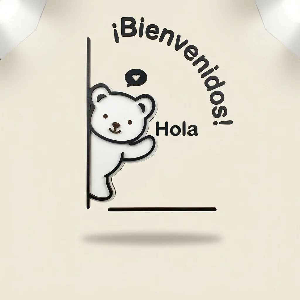 Letrero infantil de bienvenida con osito