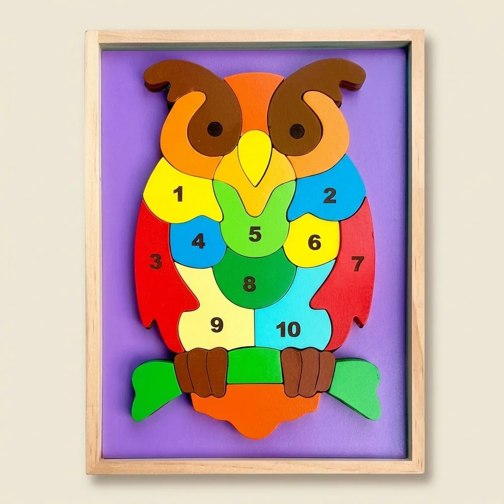 Rompecabezas búho con números 1-10 Montessori